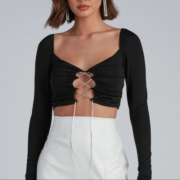 Windsor Rise & Stun crop top in IVORY - Picture 2 of 8